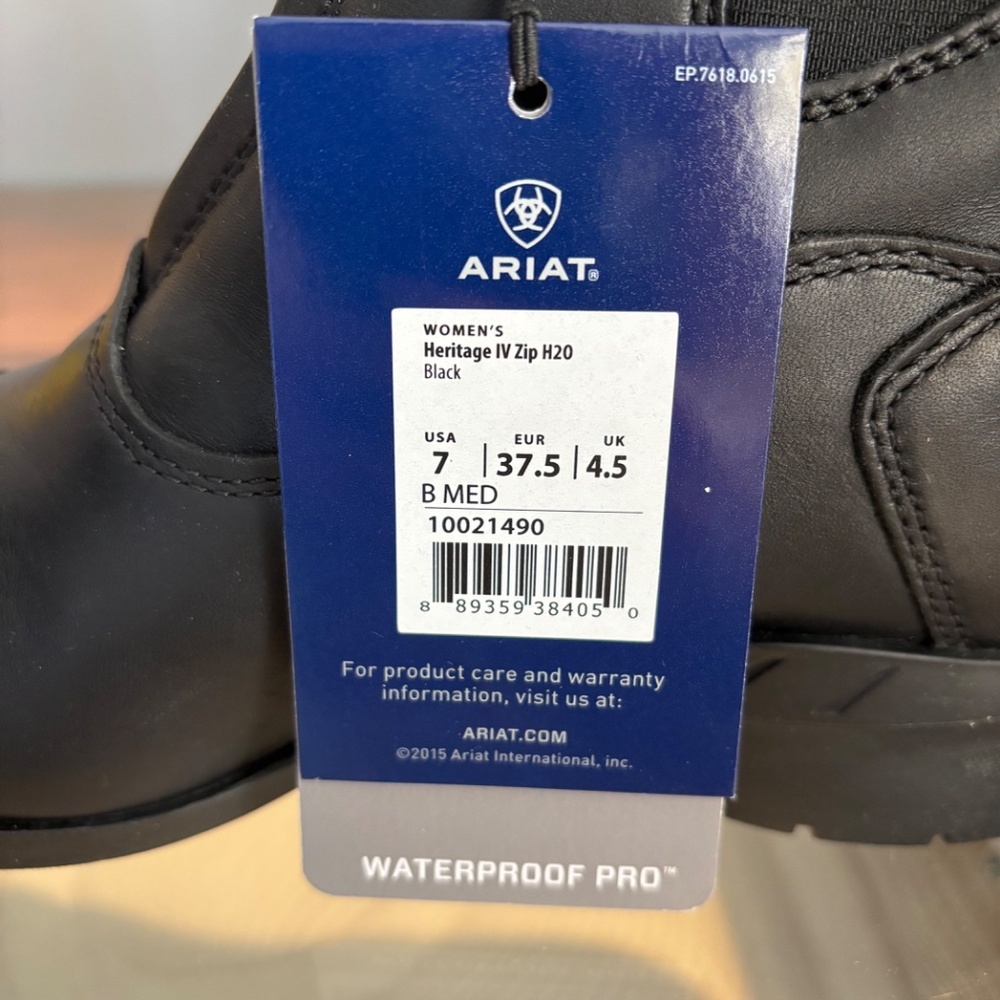Ariat Heritage IV Zip waterproof Boots in black size 7 - Picture 2 of 16